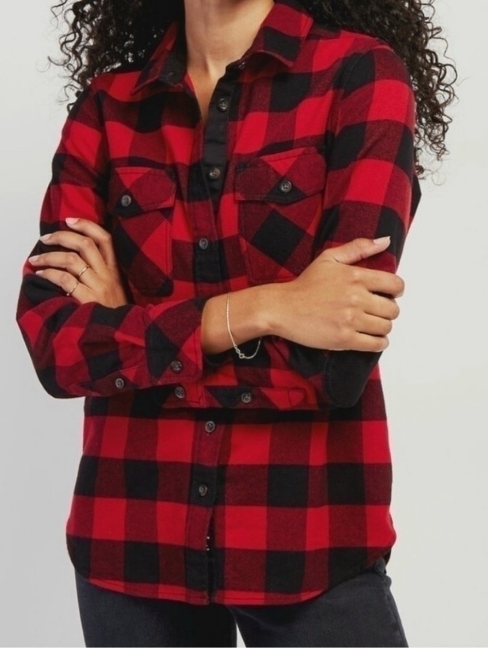 Roots Red and Black Buffalo Plaid Button-Down Shirt